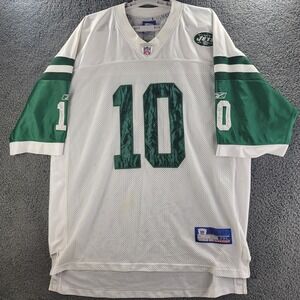 Vintage Reebok New York Jets Jersey White Green Mens 2XL Chad Pennington #10 NFL